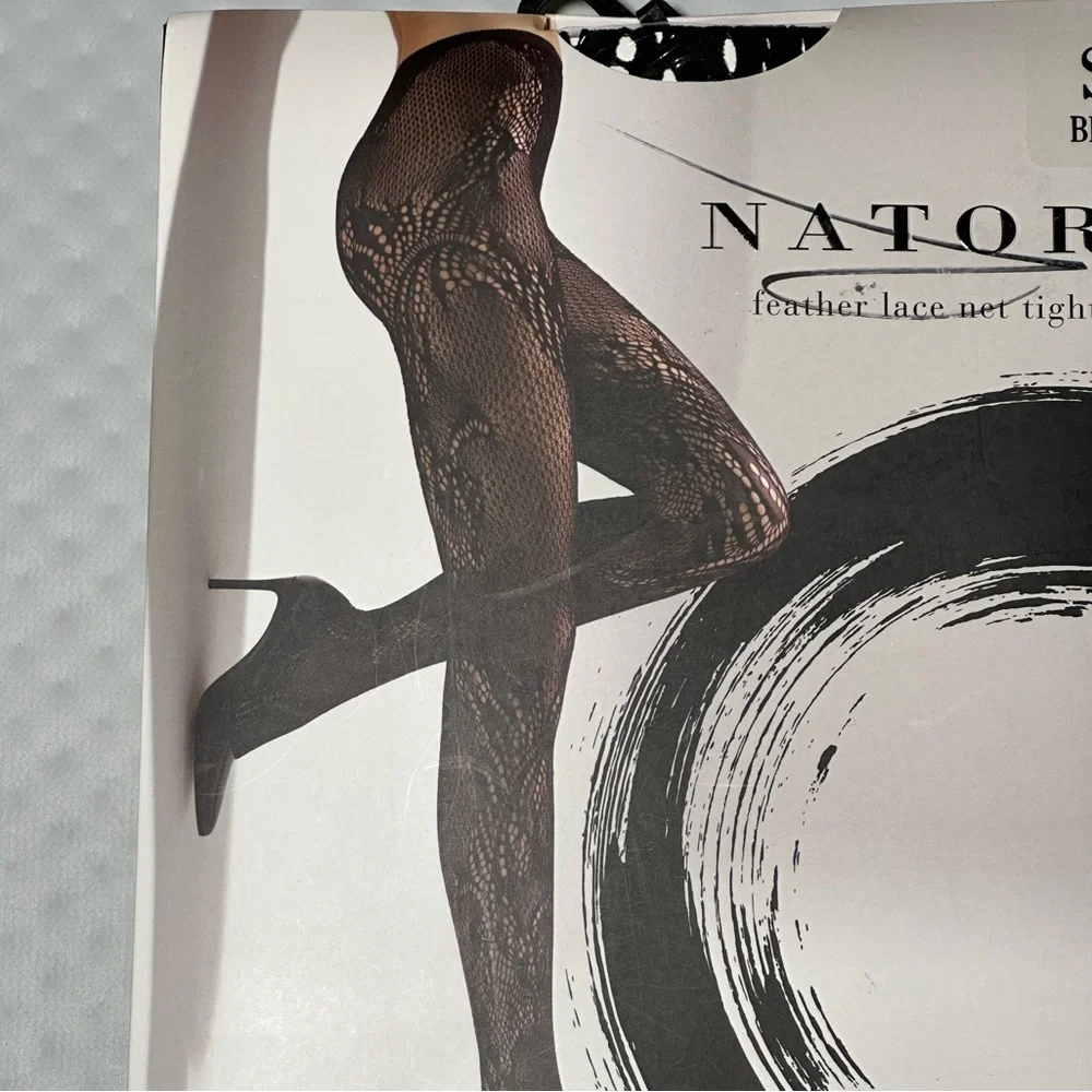 Natori Feather Lace Net Tights‎ Black Small S Fishnet Hosiery Nordstrom New